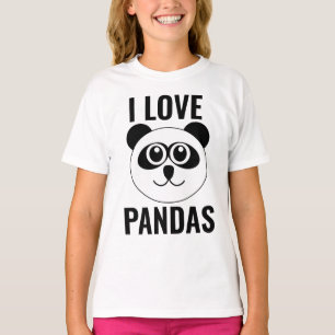 I LOVE PANDA BEARS KIDS GIRLS T-SHIRTS