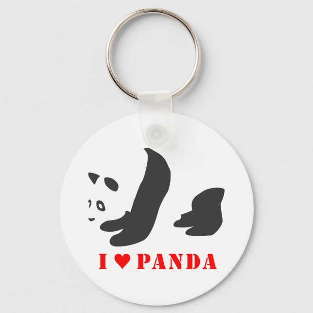 I Love Panda (Black) Keychain (Front)
