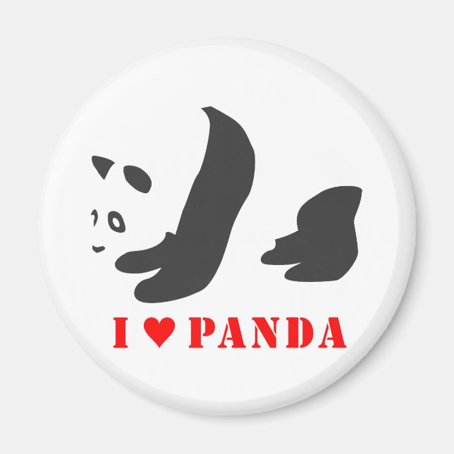I Love Panda (Black) Magnet (Front)