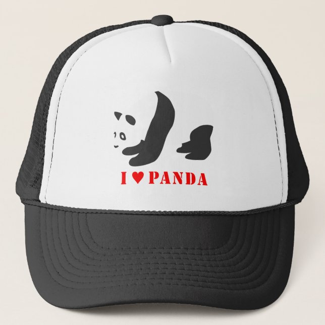 I Love Panda (Black) Trucker Hat (Front)