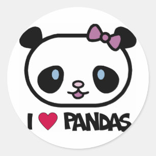 I Love Pandas Classic Round Sticker