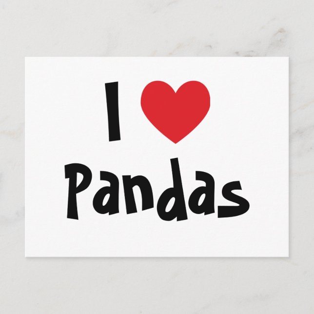 I Love Pandas Postcard (Front)