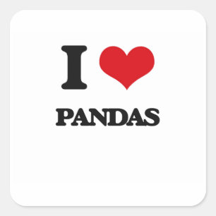 I Love Pandas Square Sticker