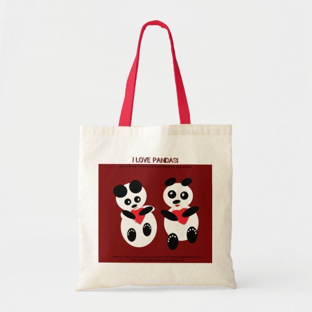 I Love Pandas Tote Bag (Front)