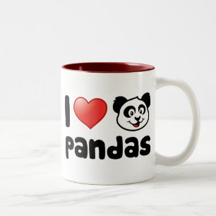 I Love Pandas Two-Tone Coffee Mug