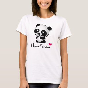 I love pandas with a cute panda bear and a heart T-Shirt