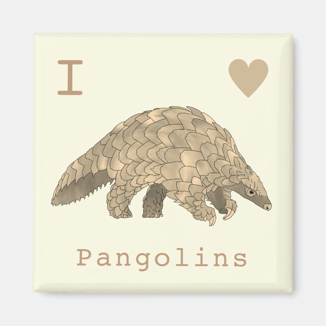 I Love Pangolins Cute Endangered Species Animal Magnet (Front)