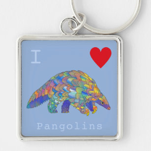 I Love Pangolins Endangered Species Animal Rights  Keychain