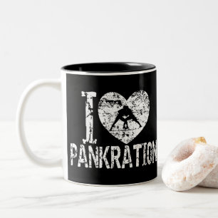 I Love Pankration Grunge Heart Two-Tone Coffee Mug