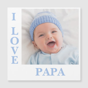 I Love Papa Typography Photo Magnetic Card