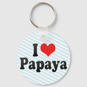 I Love Papaya Keychain