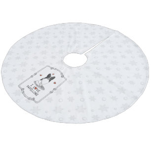 I Love Papillons (white & black) Hearts Dogs Cute Fleece Tree Skirt