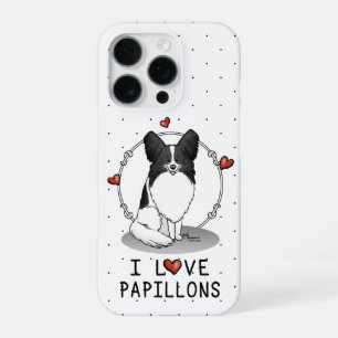I Love Papillons (white & black) Hearts Dogs Cute iPhone 16 Pro Case