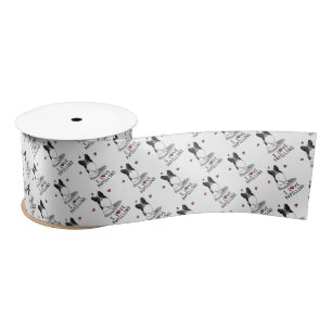 I Love Papillons (white & black) Hearts Dogs Cute Satin Ribbon