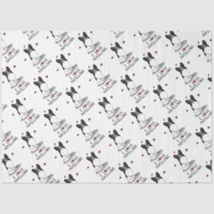 I Love Papillons (white & black) Hearts Dogs Cute Tissue Paper