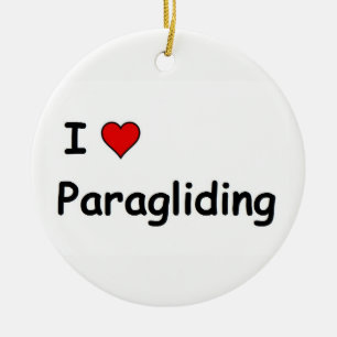 I Love Paragliding Ceramic Ornament