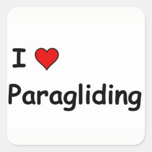 I Love Paragliding Square Sticker