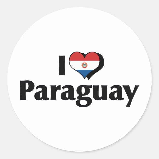 I Love Paraguay Flag Classic Round Sticker (Front)