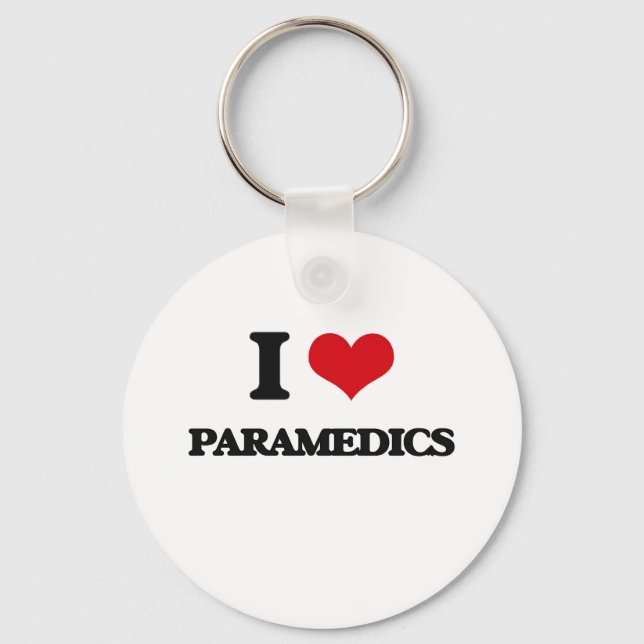 I Love Paramedics Keychain (Front)