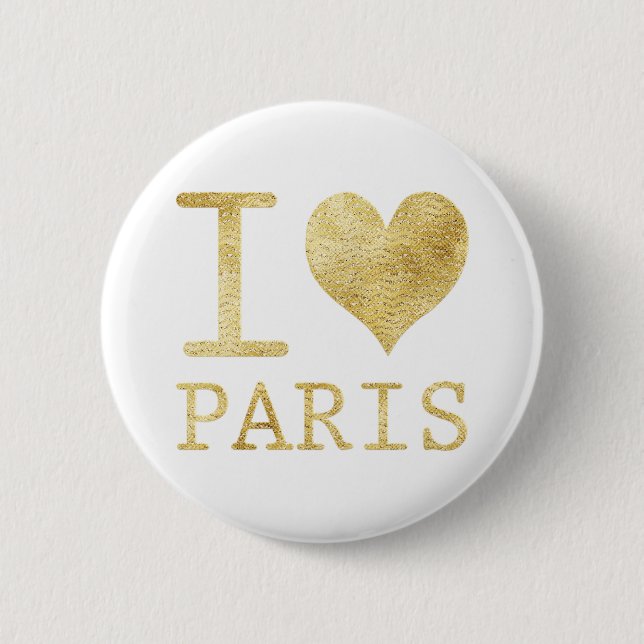 I Love Paris 2 Inch Round Button (Front)