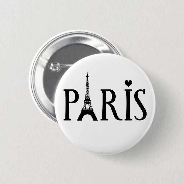 I Love Paris  2 Inch Round Button (Front & Back)