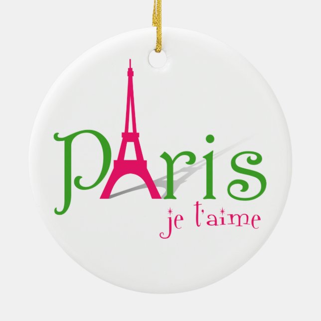 I love Paris Ceramic Ornament (Back)