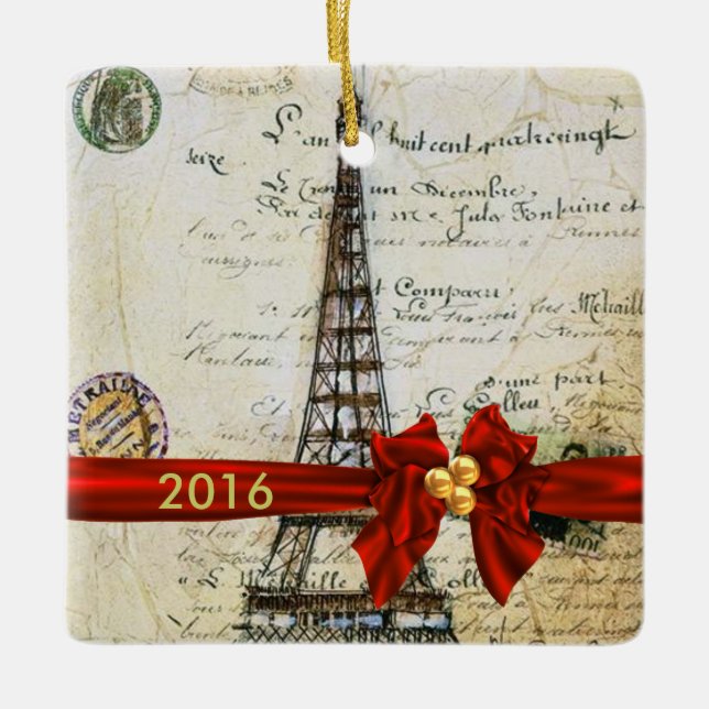 I LOVE PARIS CHRISTMAS Ornament CUSTOM CHIC 2016 (Front)