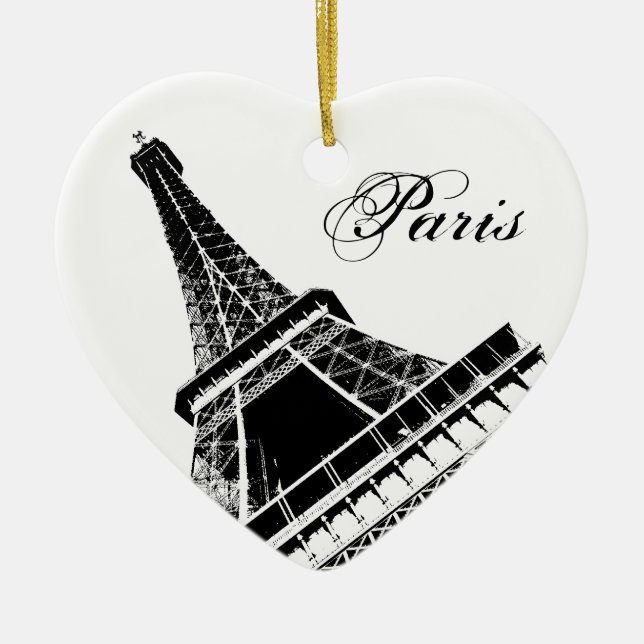 I Love Paris Eiffel Tower Ceramic Ornament (Front)