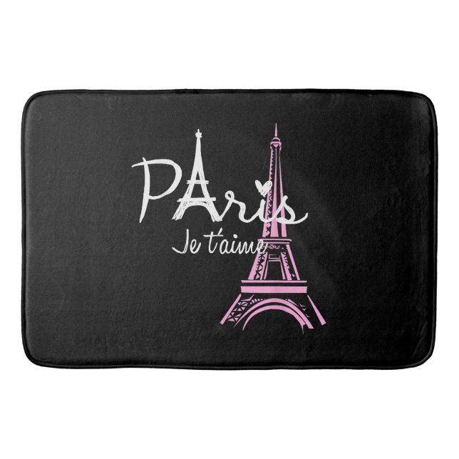 I Love Paris Eiffel Tower France French Souvenir Bath Mat (Front)