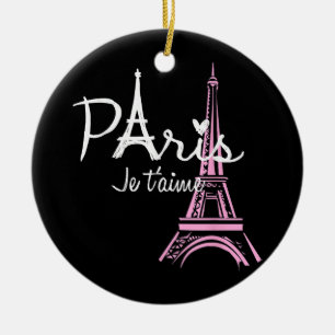 I Love Paris Eiffel Tower France French Souvenir Ceramic Ornament