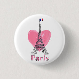 I Love Paris Eiffel Tower France Gift 1 Inch Round Button