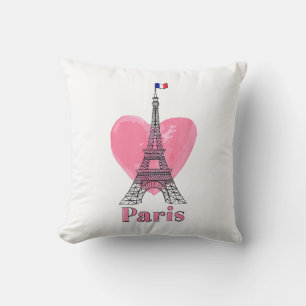 I Love Paris Eiffel Tower France Gift Throw Pillow