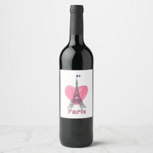 I Love Paris Eiffel Tower France Gift Wine Label