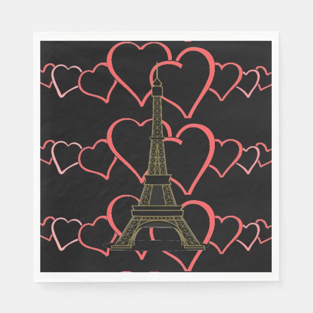 I Love Paris, French Theme Party Paper Napkins (Front)