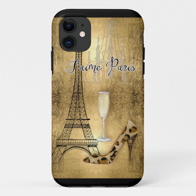 I Love Paris Gold Leaf Eiffel Tower Fashion Shoes Case-Mate iPhone Case (Back)
