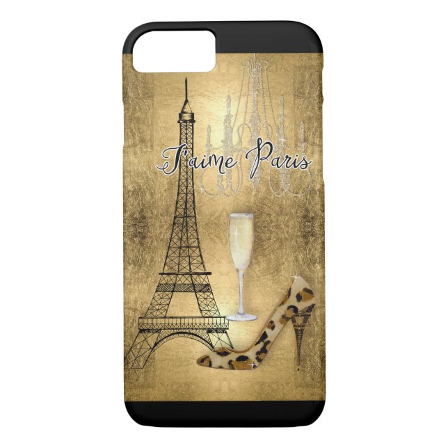 I Love Paris Gold Leaf Eiffel Tower Fashion Shoes Case-Mate iPhone Case (Back)