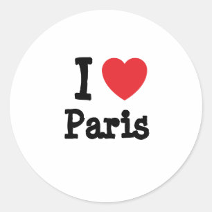 I love Paris heart custom personalized Classic Round Sticker