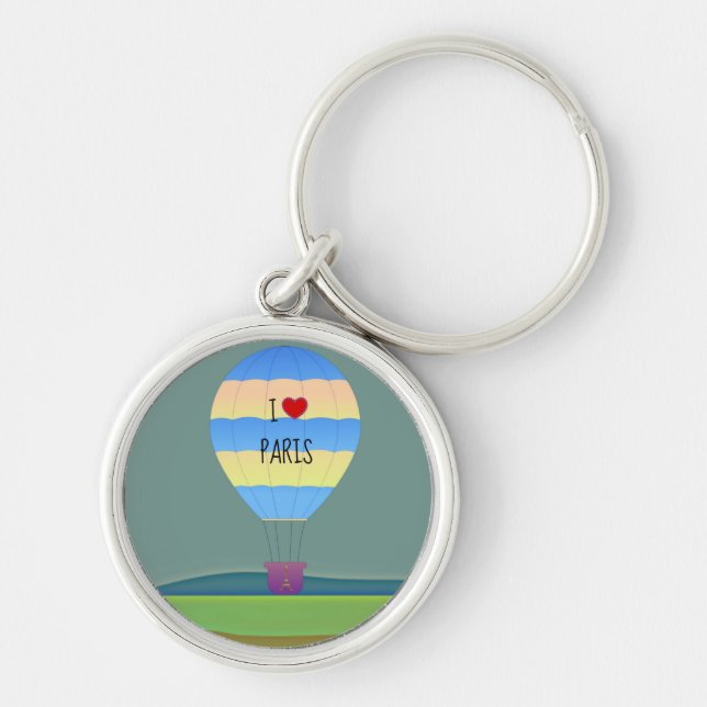 I Love Paris Hot Air Balloon Keychain (Front)