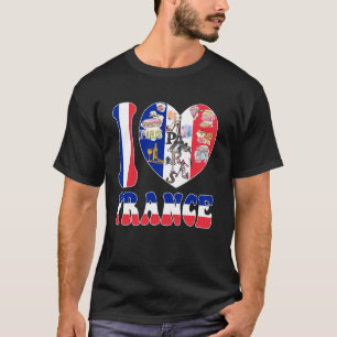 I Love Paris I Love France Flag Heart French Langu T-Shirt
