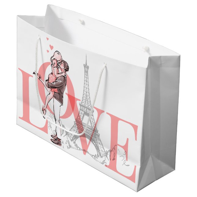 I Love Paris  Large Gift Bag (Front Angled)