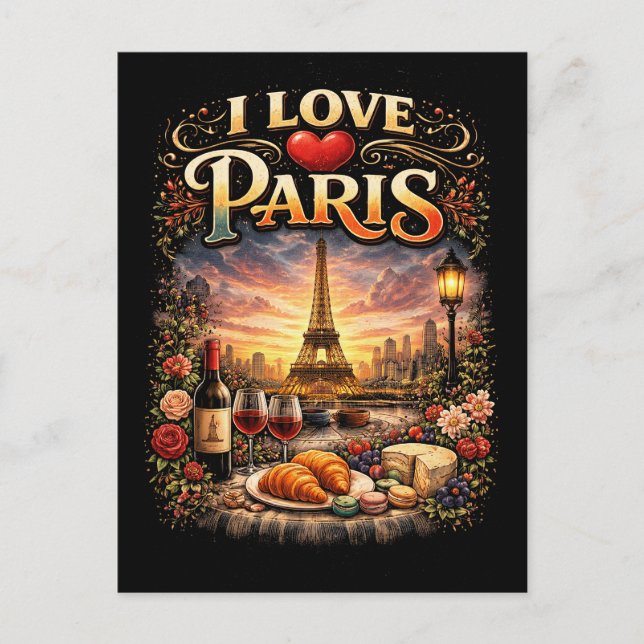 I Love Paris Postcard (Front)