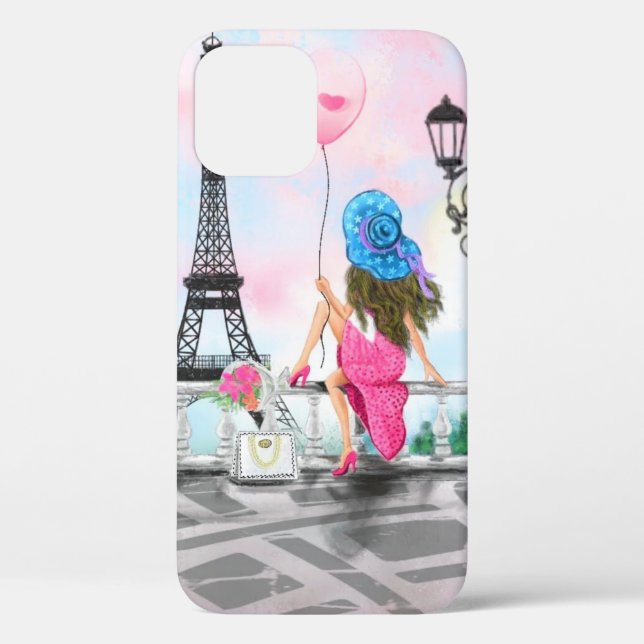 I Love Paris - Pretty Woman and Pink Heart Balloon Case-Mate iPhone Case (Back)