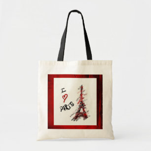 I Love Paris (Red & Black Frame) Tote Bag