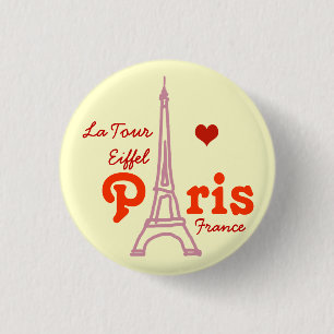 I love Paris . romantic 1 Inch Round Button