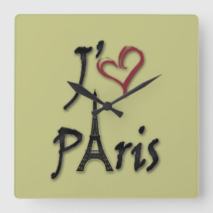 I love Paris Square Wall Clock