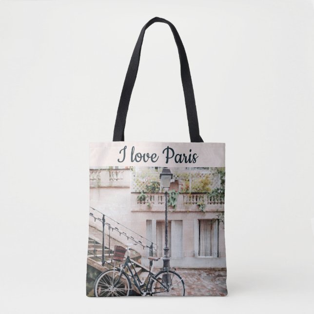 I Love Paris Street Scene Tote (Front)