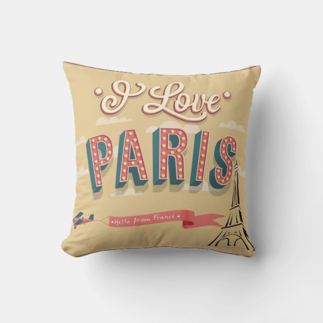I Love Paris Vintage Coussin (Recto)