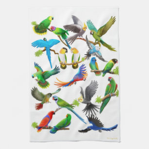 I Love Parrots Kitchen Towel