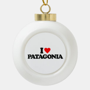 I LOVE PATAGONIA CERAMIC BALL CHRISTMAS ORNAMENT