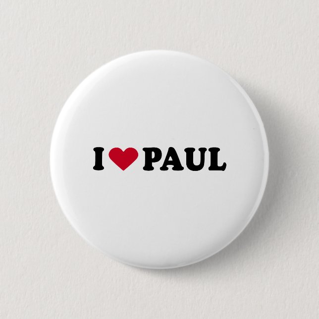 I LOVE PAUL 2 INCH ROUND BUTTON (Front)